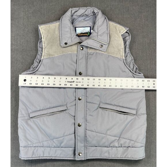 Fieldmaster Puffer‎ Vest Men L Gray Corduroy Shoulder Vintage Outdoor Winter - Picture 4 of 6